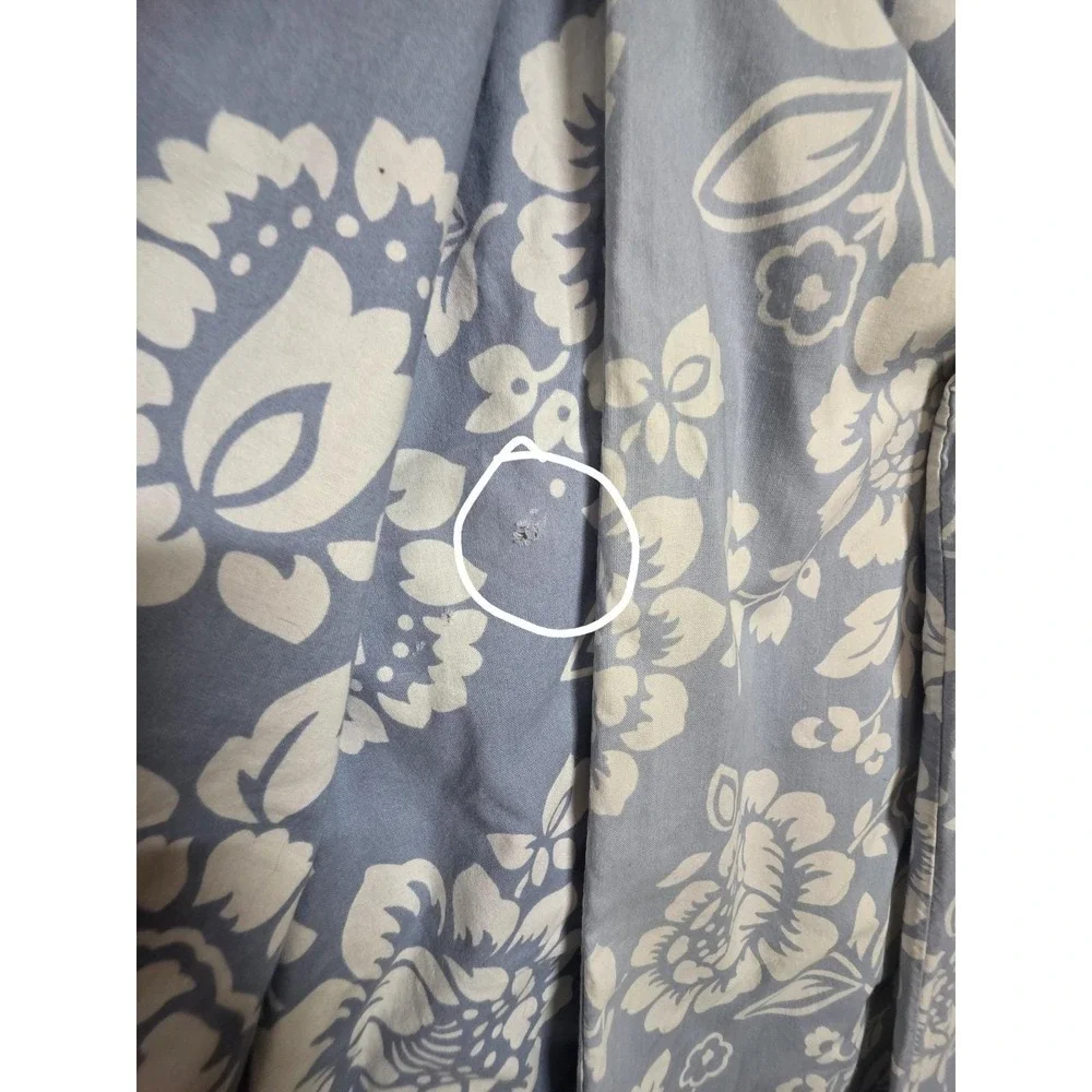 IKEA THISTED FLORA Blue White Floral Cottage Duvet Cover Full 82x83 + 2 Shams
